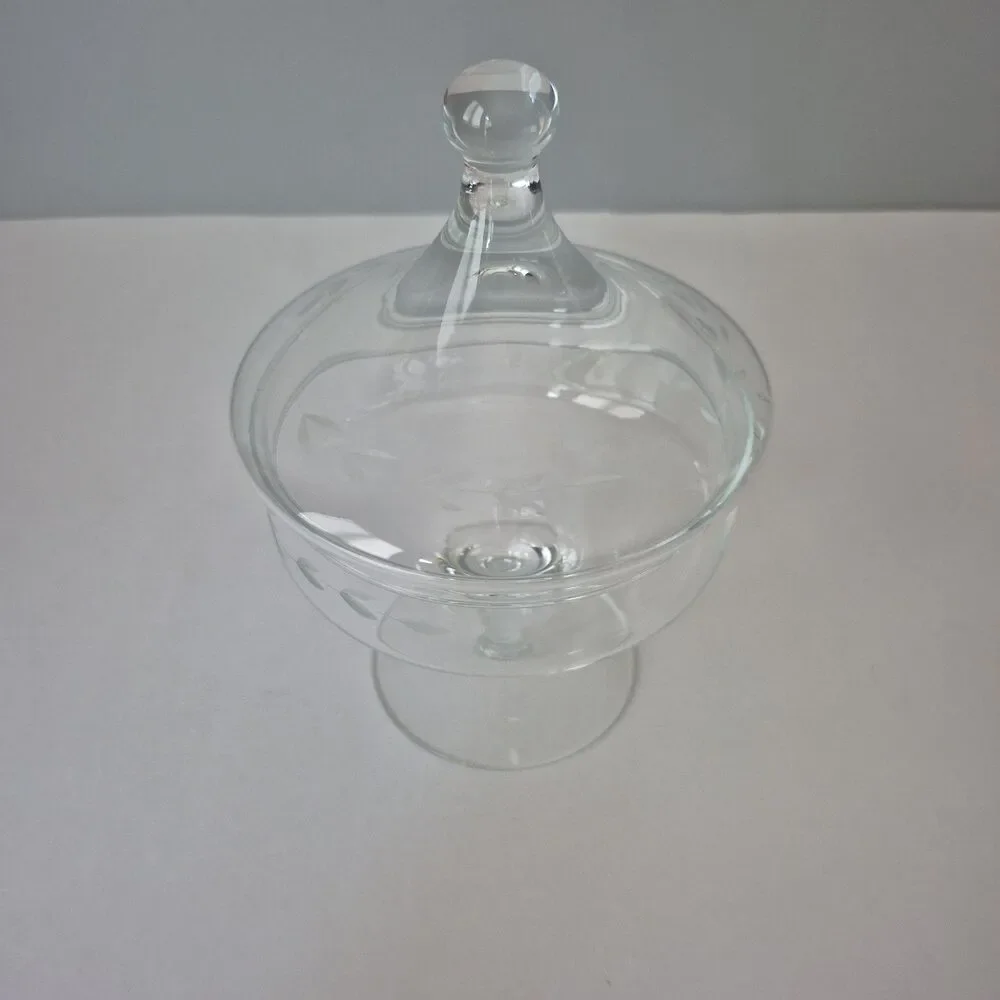 VTG Princess House Heritage Crystal Etched Floral Covered Dishes Bowls Set of 2